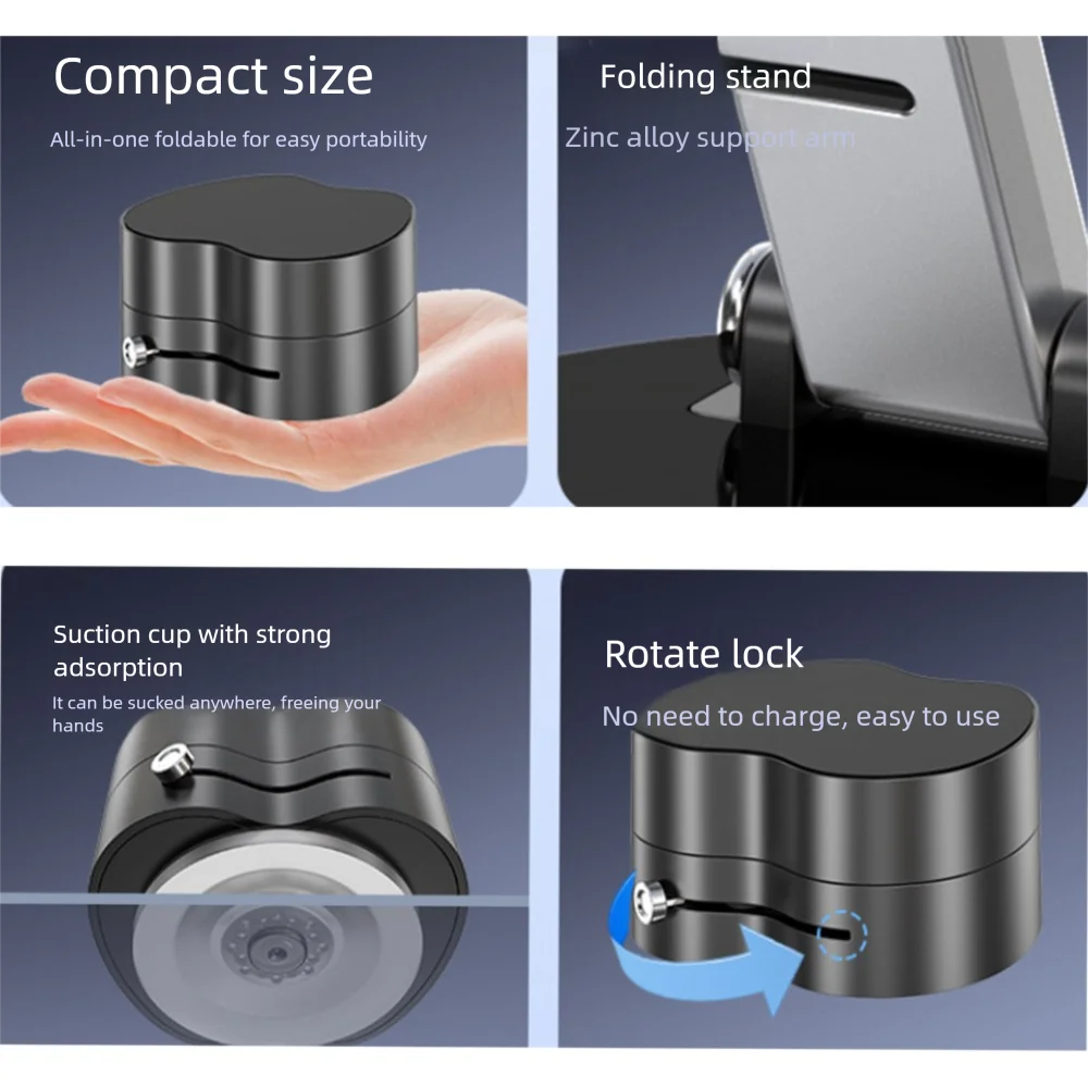 Suction Cup Magnetic Phone Holder Rotation Multi-functional Car Navigation Bracket Adjustable Foldable Phone Stand