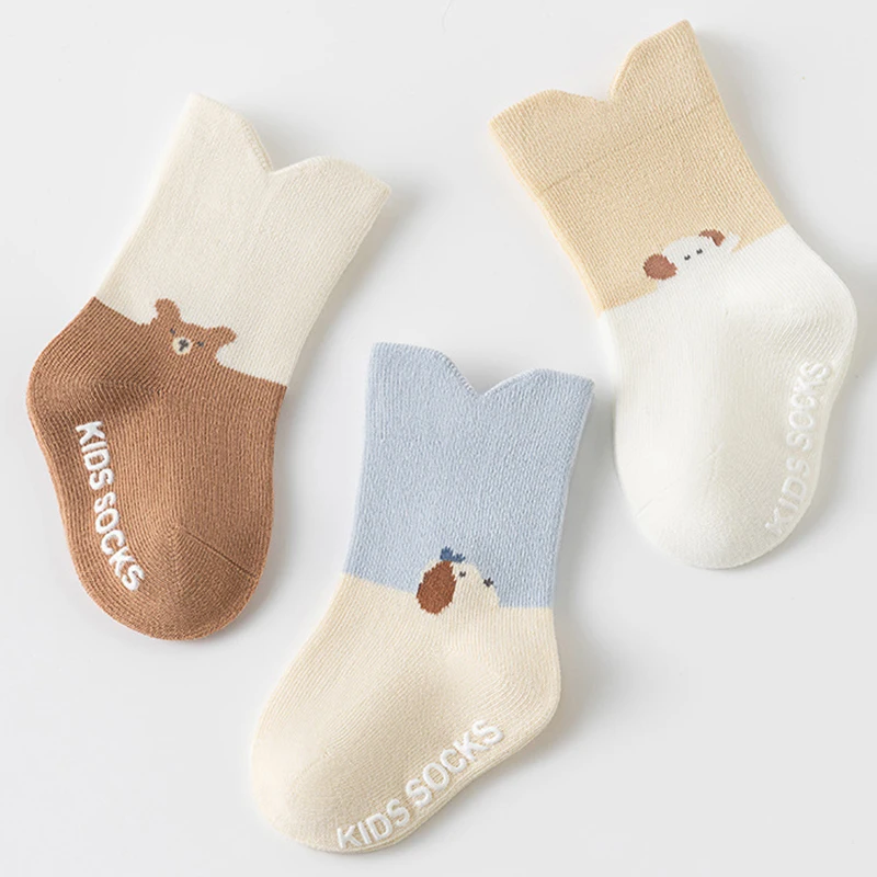 3/5 Pairs Newborn Baby Socks Non Slip Infant Toddler Boys Girls Socks Cartoon Print Anti Slip Children Floor Socks