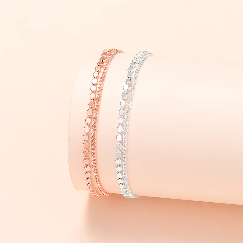 Sterling Silver Color Bracelets for Women Double Layers Charm Female Hand Chain Link Orignal Fashion Jewelry With Stamp