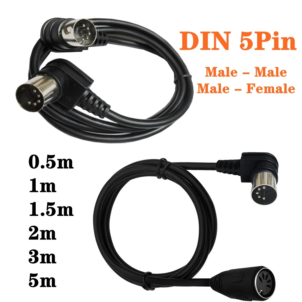 MIDI 5pin DIN Male to Female Extension Cable Audio Socket Adapter Cord for Speaker Plug
