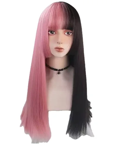 

Long Straight Layered Wigs with Bangs for Women Heat Resistant Fake Hair