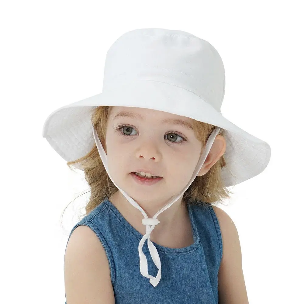 Summer Boys Girls Swimming Hats UV Protection Neck Ear Cover Beach Cap with Adjustable Chin Strap  Sun Hat Bucket Hat