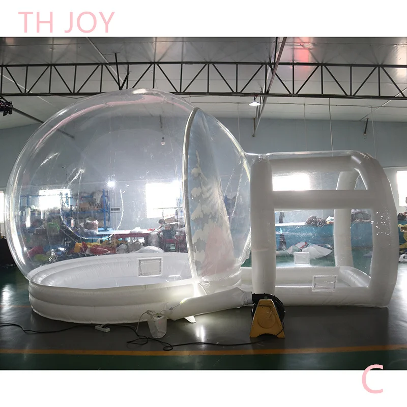 Envío aéreo rápido a puerta, cabina de fotos de burbujas que sopla globo de nieve inflable decoración navideña tienda de burbujas de PVC transparente
