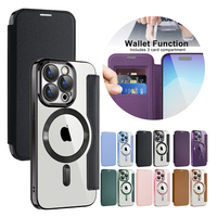 Flip Leather Case Magsafe Case for IPhone 16e 16 14 12 13 11 15 Pro Max Plus Card Holder Magnetic Wireless Charger Wallet Cover