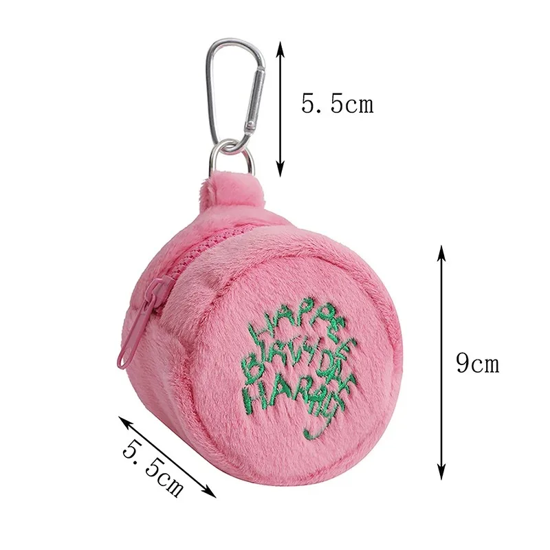 Pink Mini Coin Potters Purse Earphone Cord Storage Bag Kawaii Spot Cute Plush Harries Portable Purse Coin Pouch Cake Bag view 3