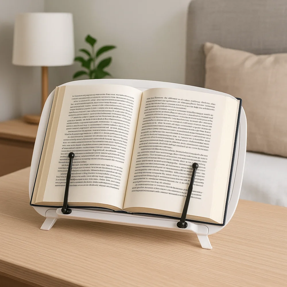 

Simple Adjustable Reading Book Stand Foldable Sturdy Book Holder Ergonomic Elastic Page Clips Tabletop Bookshelf Study