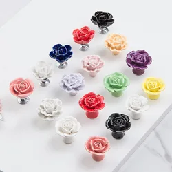 Porcelain Furniture Cabinet Knobs Ceramic Flower Cupboard Door Handles Drawer Wardrobe pull handle