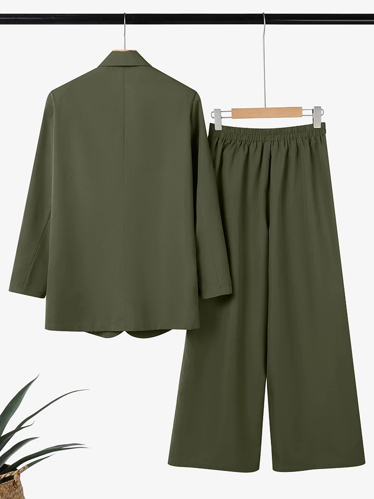 النساء 2025 الخريف مطابقة مجموعات ZANZEA مكتب 2 قطعة مجموعات أنيقة OL العمل الزي التلبيب الرقبة طويلة الأكمام السترة معاطف بانت مجموعات