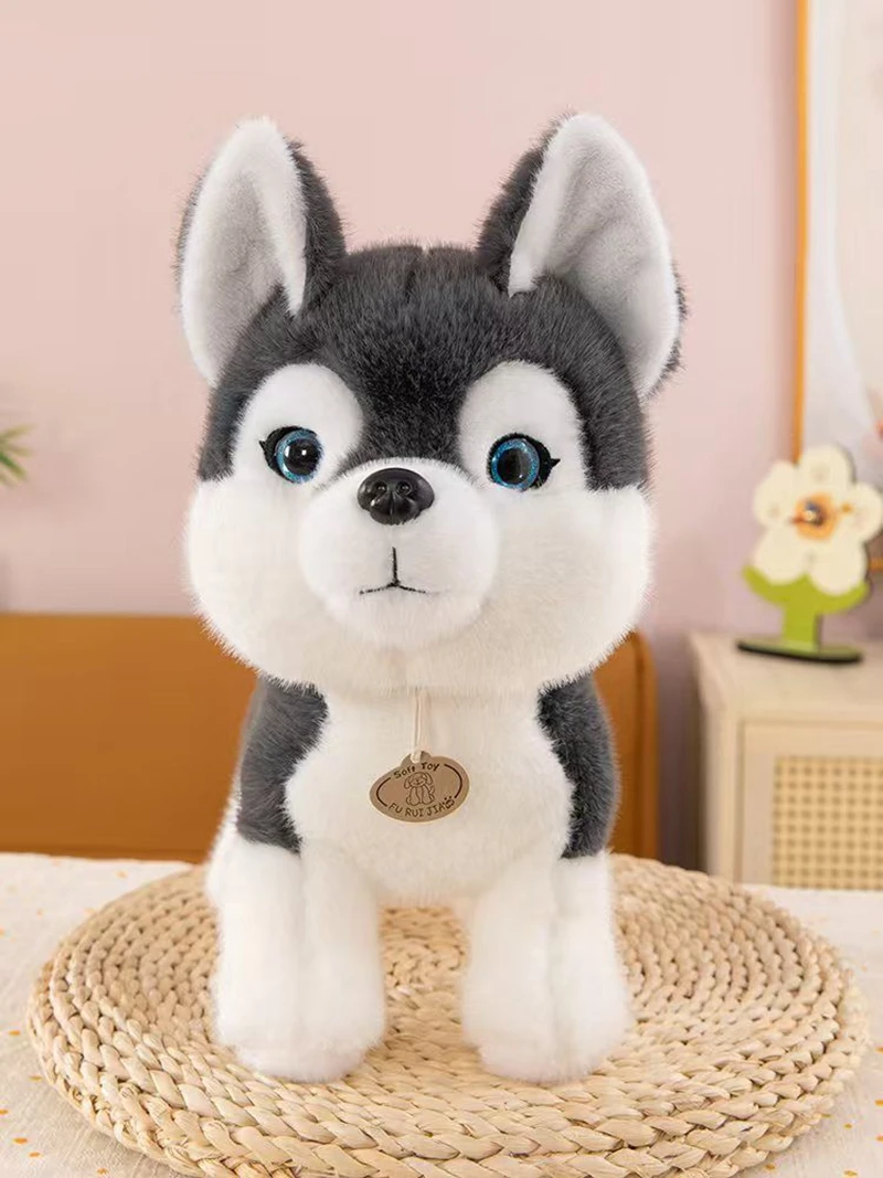 

30cm Blue-eyed Purebred Husky Cute Plush Toy Funny Kawaii Pet Companion Dog Doll a Birthday and Christmas Gift for Children