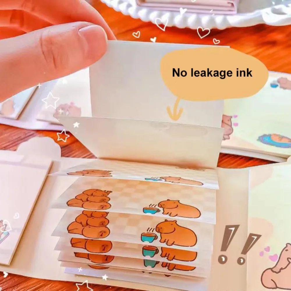 Hadiah 6 hadiah lipat catatan tempel Kawaii Mini lucu Memo Pad kertas Capybara untuk melakukan daftar perencana stiker