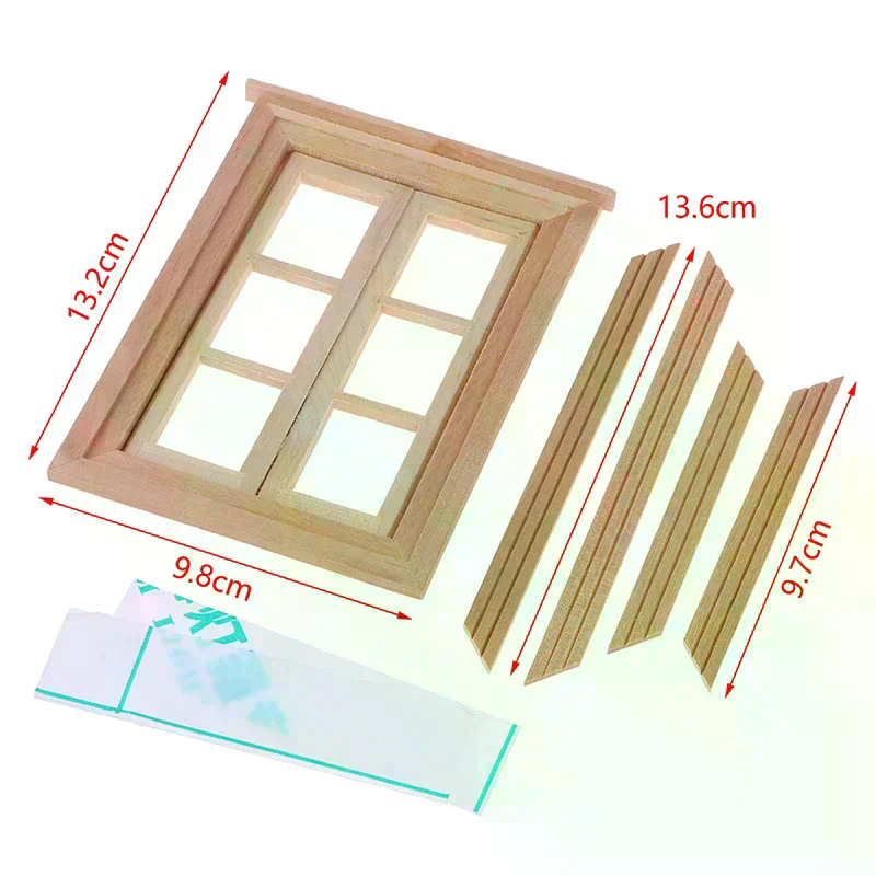 1Set 1:12 Dollhouse Miniature Unpainted Window Frame 6 Panes Of Window Furniture Model Decor Toy Doll House Accessories