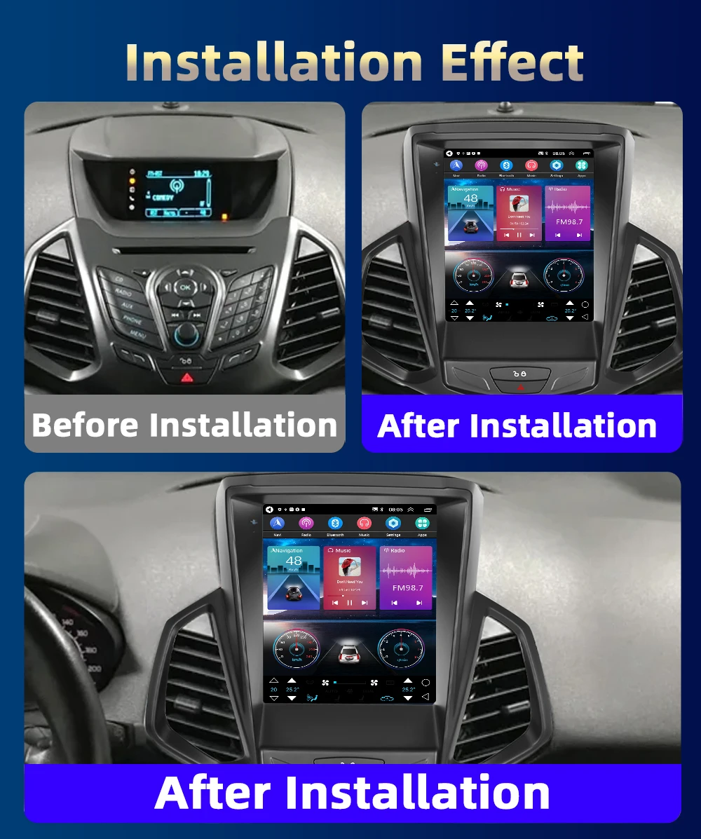 راديو بودوفو-مشغل فيديو متعدد الوسائط للسيارة ، نظام تحديد المواقع والملاحة ، أندرويد 11 ، لا دين 2 ، دين 2 ، دي في دي ، فورد ايكوسبورت-ma