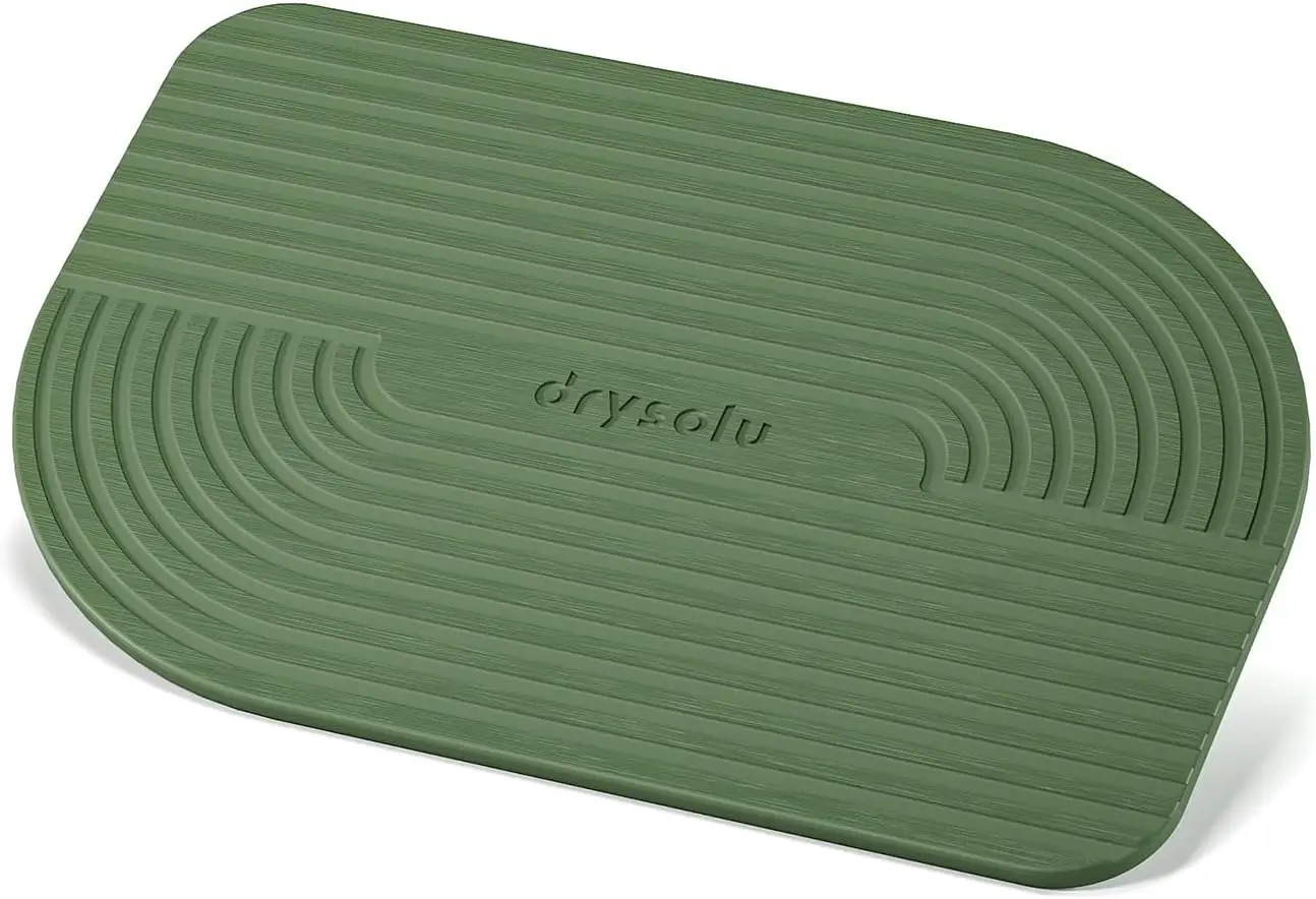 

Fast Drying Stone Bath Mat, Non-Slip Ultra Absorbent Pad for Bathroom Kitchen Pet, Dark Green 15x24in