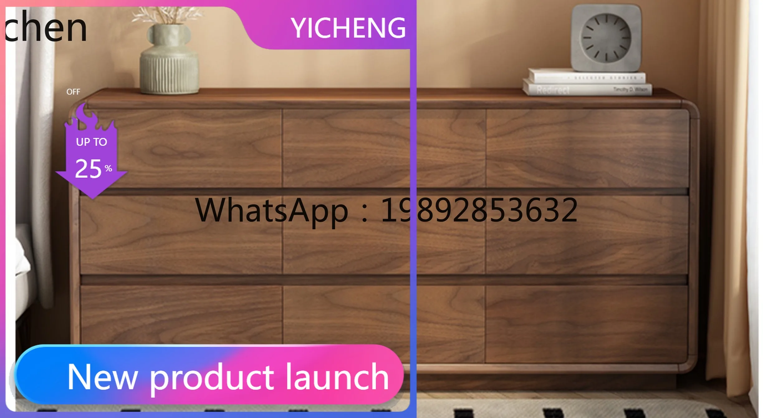 

LYY All Solid Wood Bedroom Wall Storage Drawer Locker Walnut Storage Cabinet