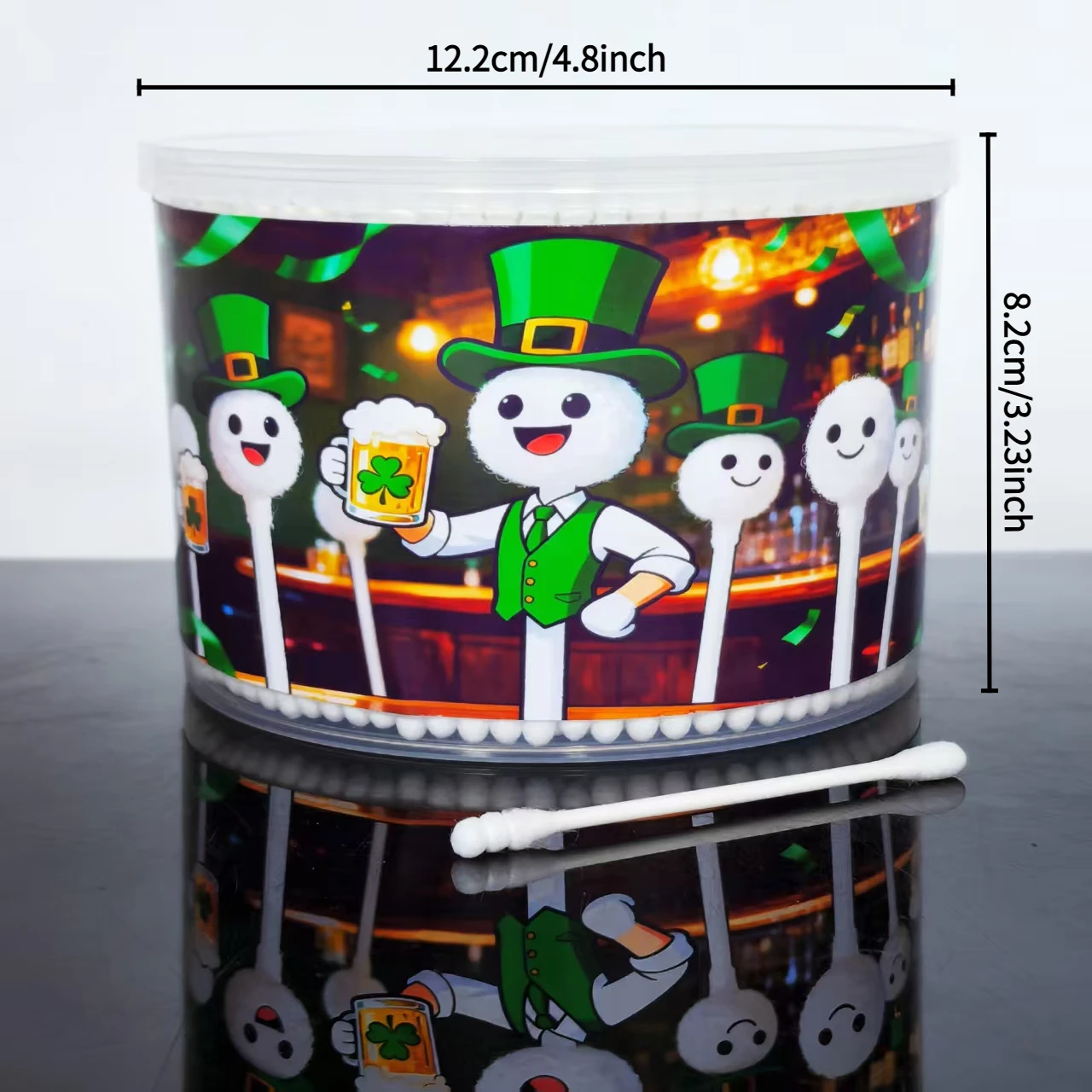 500/1000 قطعة من أعواد القطن برأسين لعيد القديس باتريك "مهرجان القبعة الخضراء" ذات طابع محظوظ برأسين، مسحات قطنية للمهرجانات