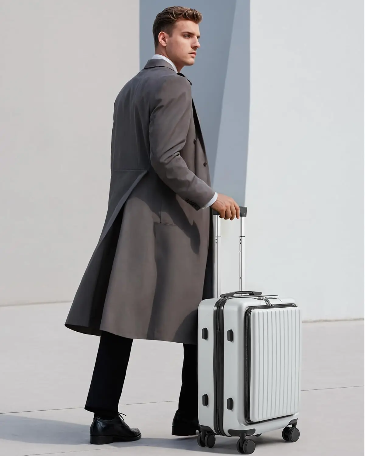 Suitour-Valise rigide approuvée par la compagnie aérienne avec poche avant, bagage à roulettes avec port USB, bagage à main, 22x14x9