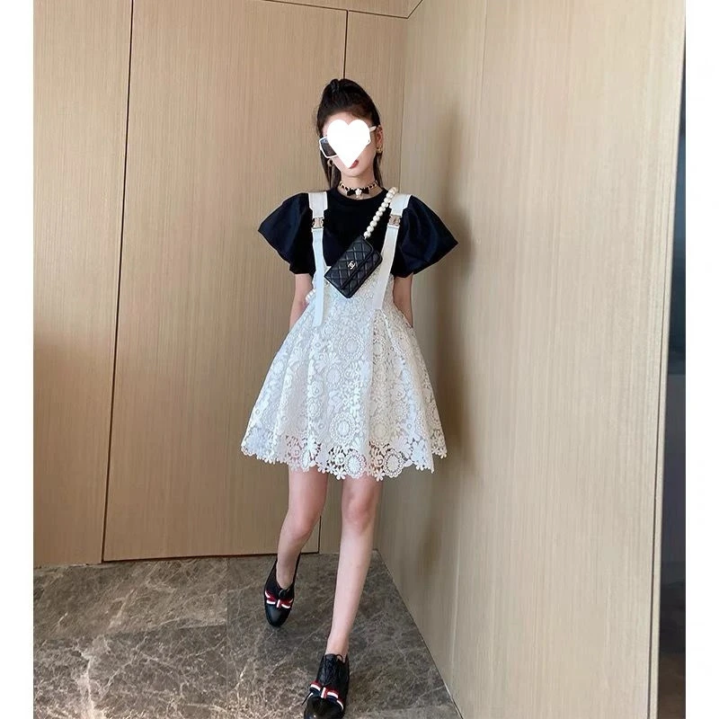 Y2k 2 pièces ensemble à pois t-shirt mince nœud doux à manches courtes Harajuku Goth Punk corée taille haute Mini jupe 2000s été Vintage