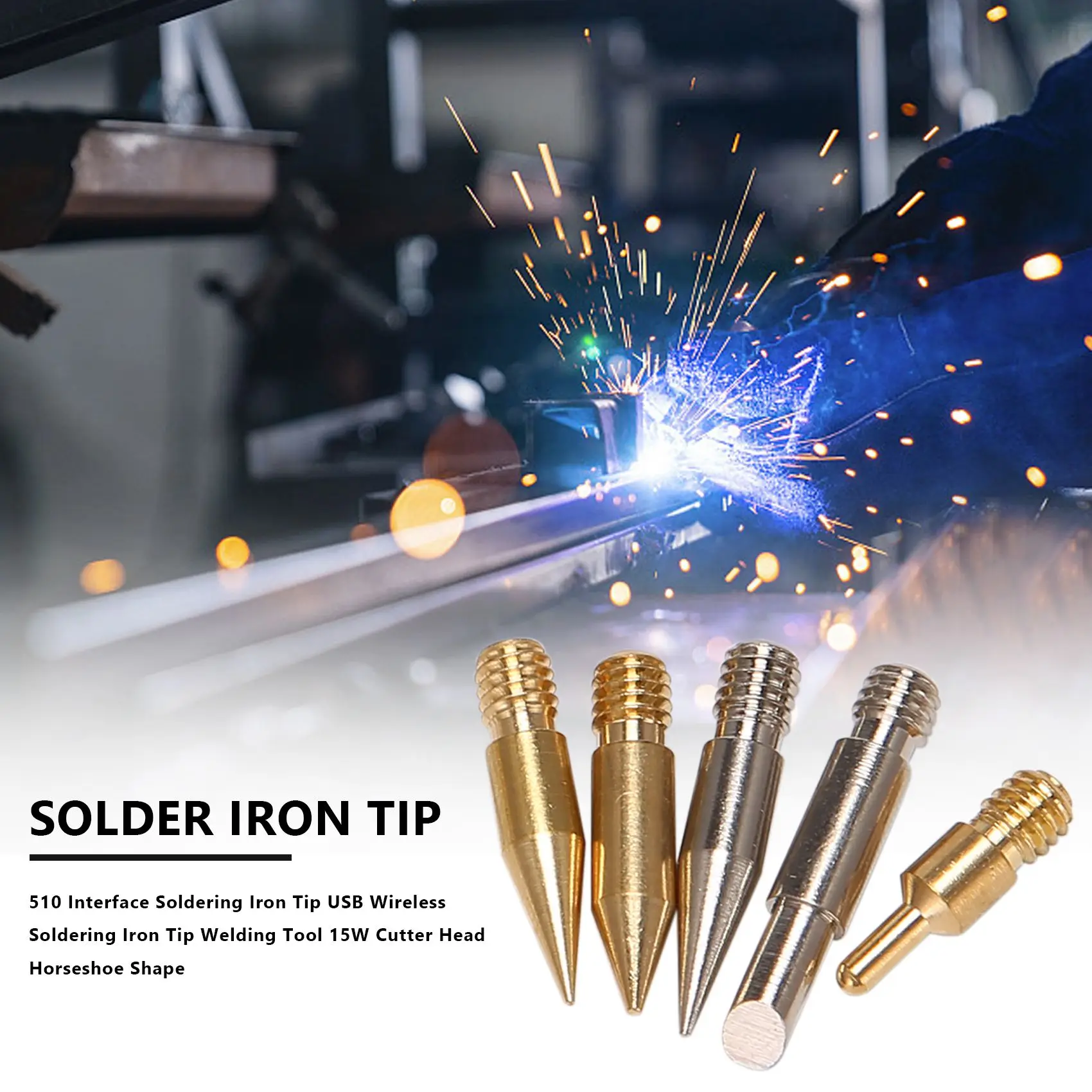 A11E-510 Interface Soldering Iron Tip USB Wireless Soldering Iron Tip Welding Tool 15W Cutter Head Horseshoe Shape