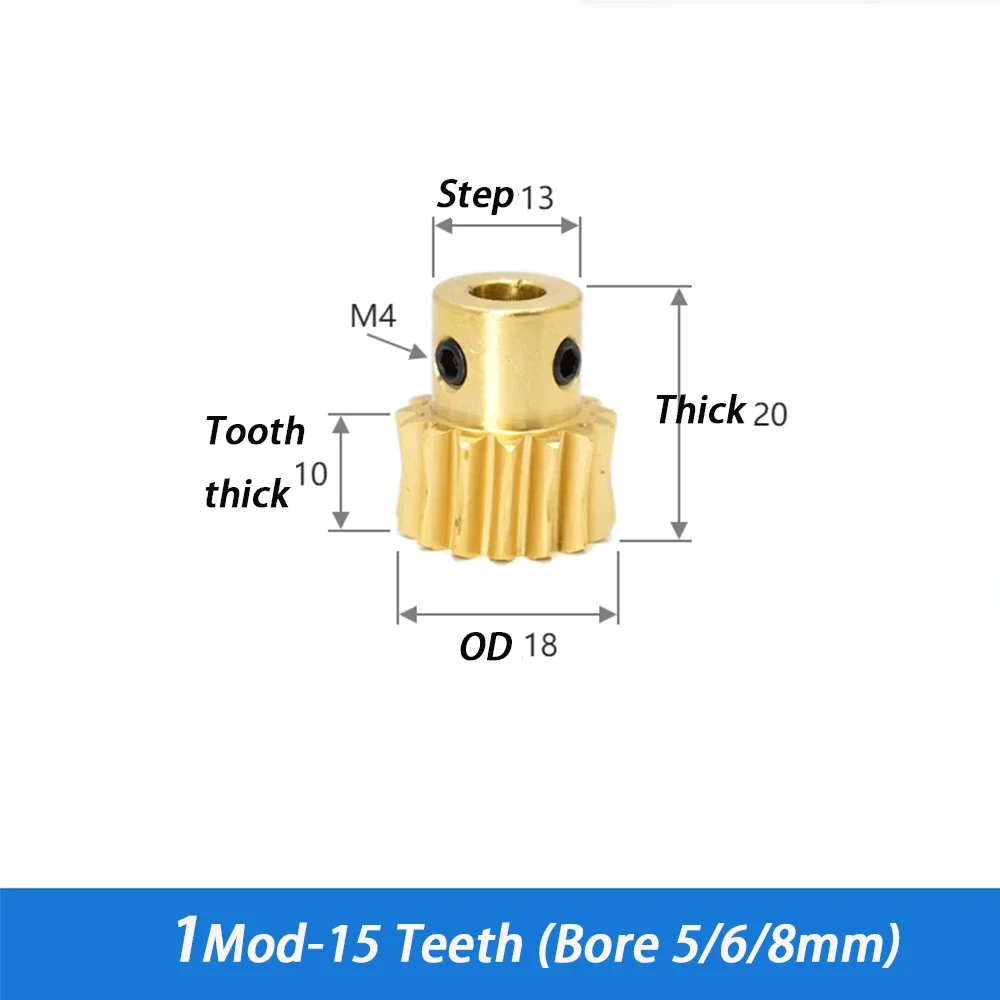 1Pcs Turbine Worm Gear 1 Module 15/20/25/30/35 Teeth Transmission Ratio 1:15/20/25/30/35 Brass Gear