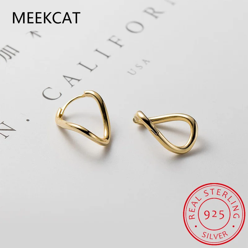 925 Sterling Silver Minimalist Geometric Lines Wavy Hoop Earring for Women Fashion Unique Ear Clasps Party Jewelry Gift BKEJ185