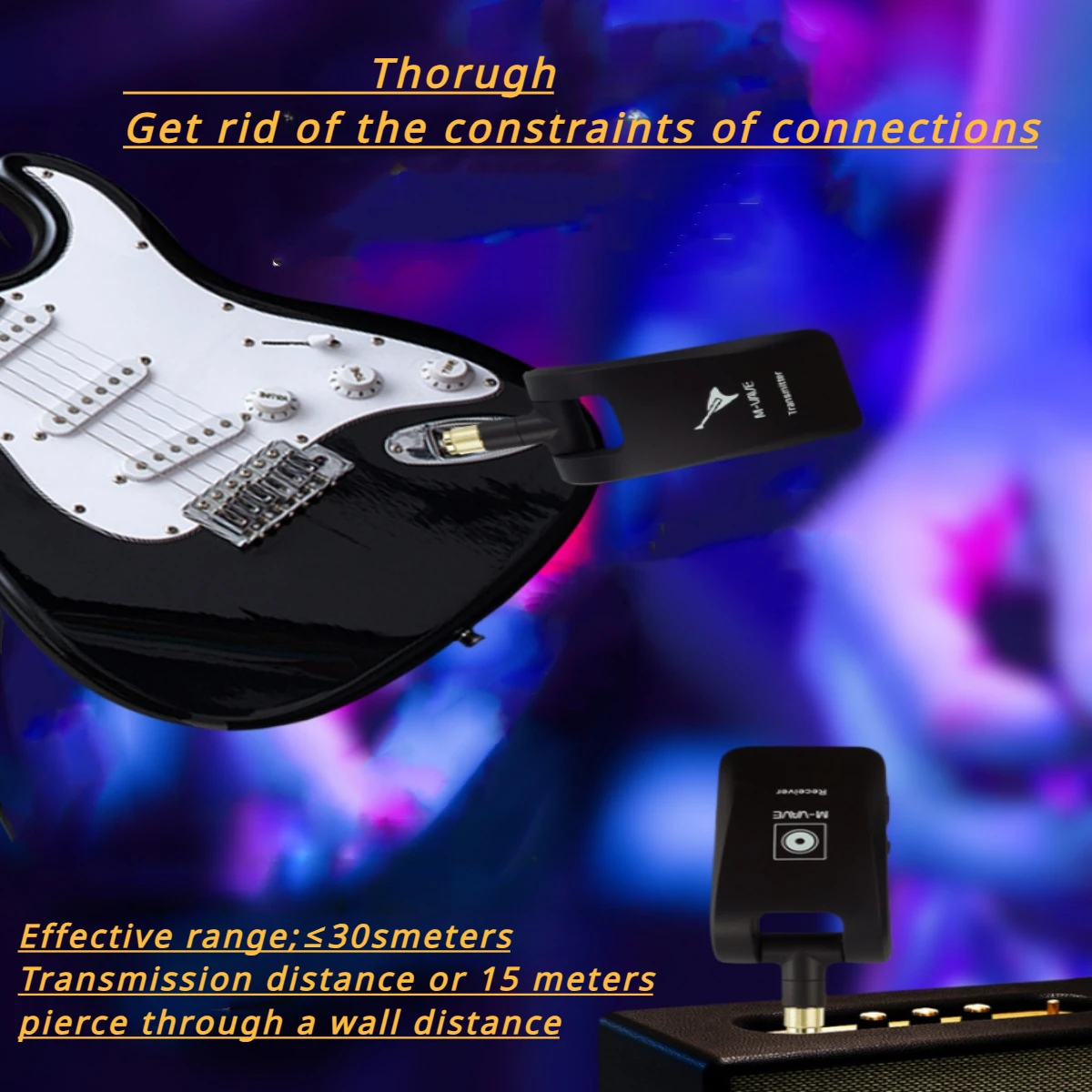 M-VAVE WP-5 Guitar Wireless System 2.4GHz ISM 6 Channels Rechargeable Audio Wireless Transmitter Receiver Stereo 2 in 1 Plug