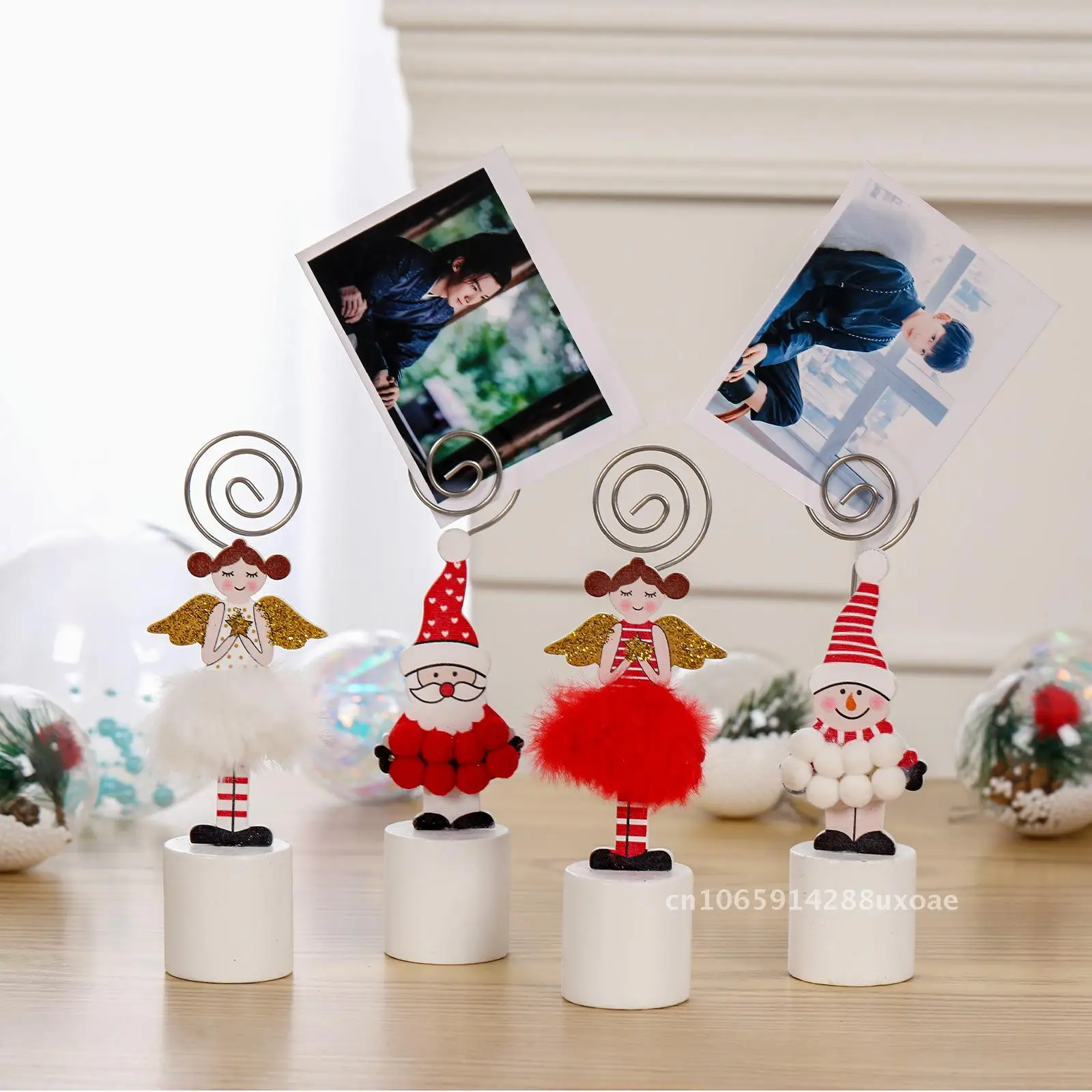 

New Wooden Santa Claus Snowman Angel Decoration Ornaments business card holder note card holder photo album holder