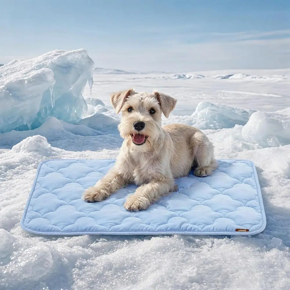 

Breathable Cooling Mat for Dogs - 29x18, Blue, Washable Crate Pad with Chill Fabric for Summer Comfort