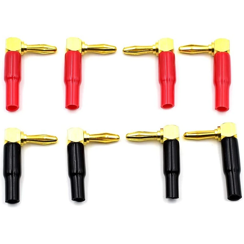 

-AT52 10Pcs Right Angle Spade Fork & Binding Post - 4Mm Banana Plug Socket With 8Pcs 4Mm Banana Plug