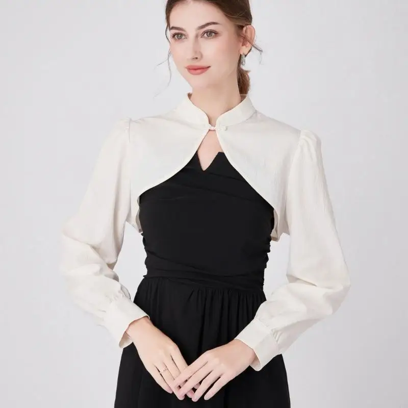 

C71F Elegant Detachable False Collar Long Sleeve Female Sweater Half Shirt Long Sleeve False Collar Sweater Dress Supply