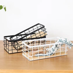 Wrought Iron Storage Basket Tableware Sundries Organizer Desktop Cosmetic Finishing Storage Basket Home Decoration