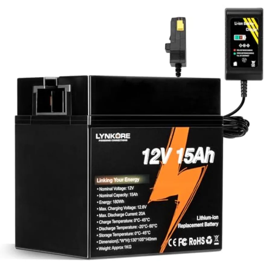 

12V 15Ah Lithium-ion Battery for Fisher Price Power Wheels Ride-on Toys Cars Jeeps Blue Upgraded Rechargeable Battery with 2A F