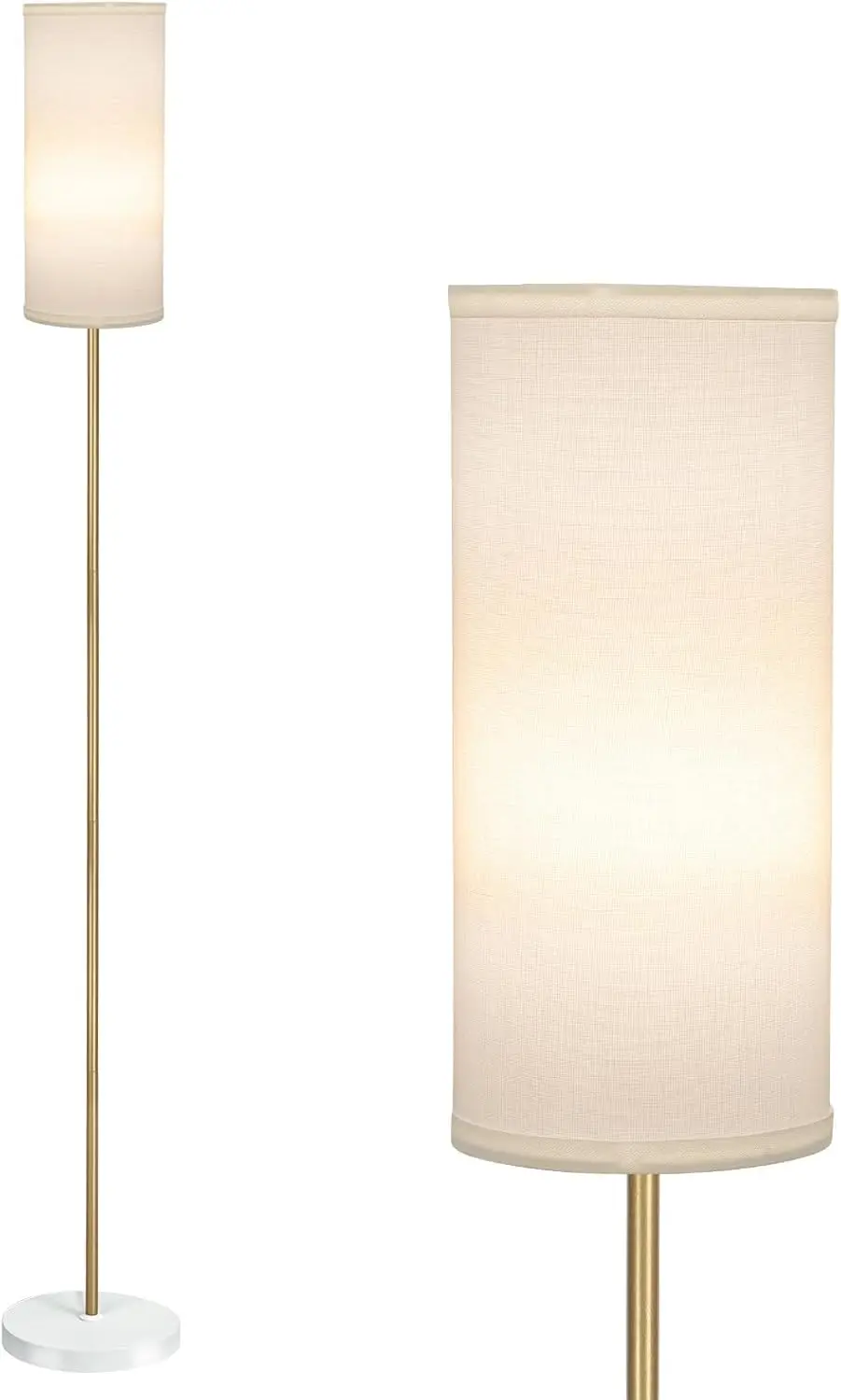 

Современный торшер с 3 цветовыми температурами, абажур из белого льна для гостиной, спальни, офиса - светодиодная лампа 9 Вт в комплекте