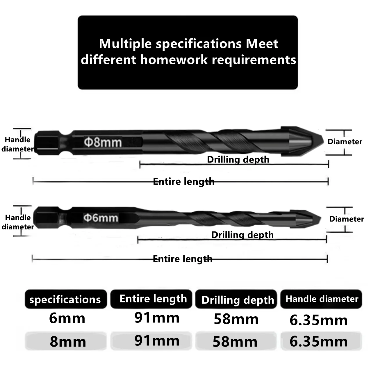High Hardness Eccentric Drill Precision Drilling 6/8/10/12mm Glass Tile Ceramic Punching Rock Slab Triangle Drill Bit