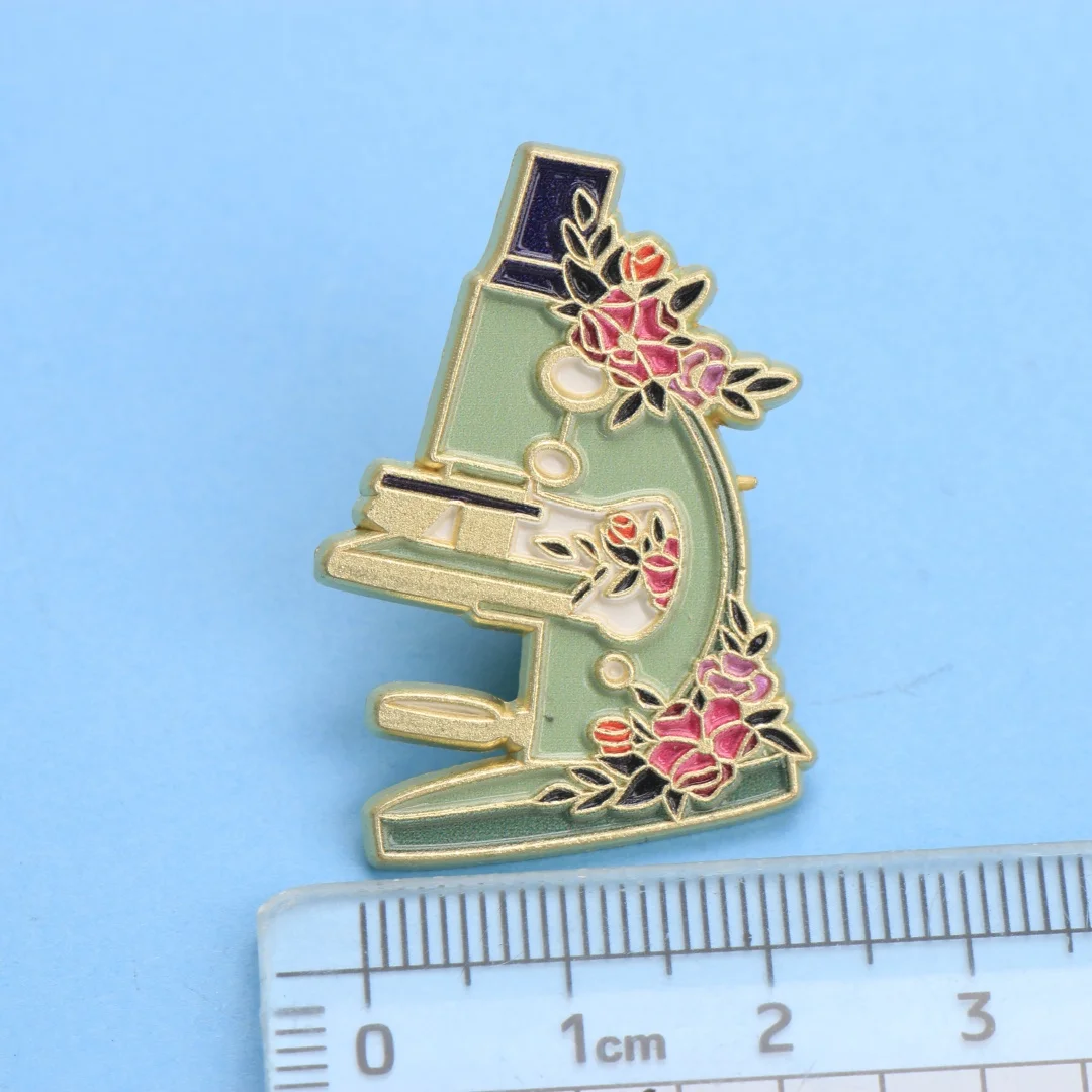 دبوس المينا لعازف النباتات المجهر - شارة طية صدر السترة على شكل زهور لعلم الرسوم المتحركة لهدية مختبر الظهر بنفسك #4