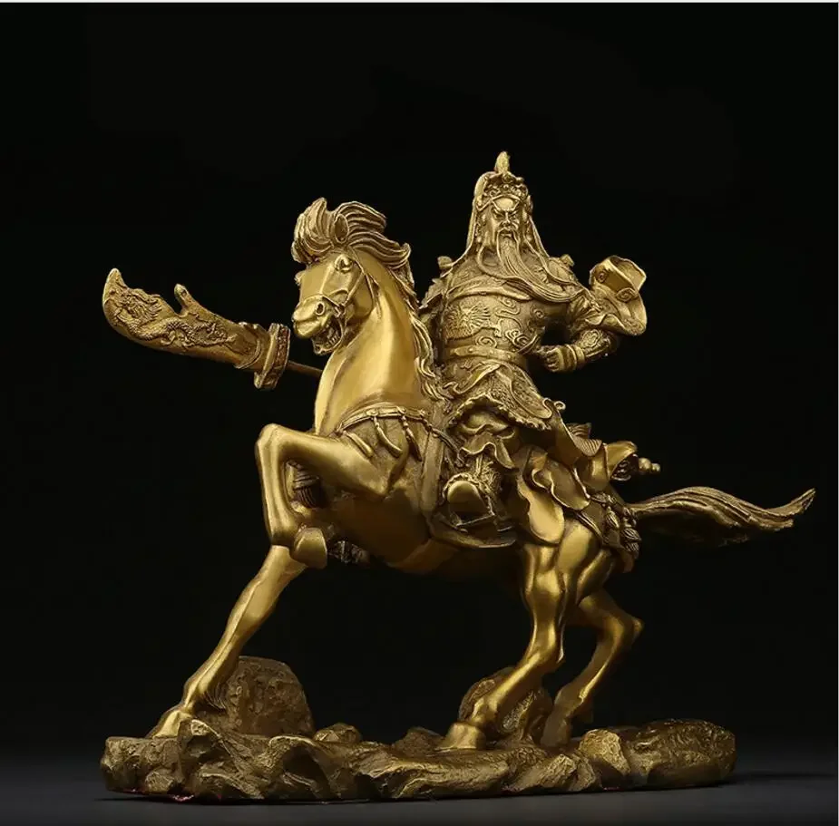 

Pure copper horse riding Guangong Statue Ornament