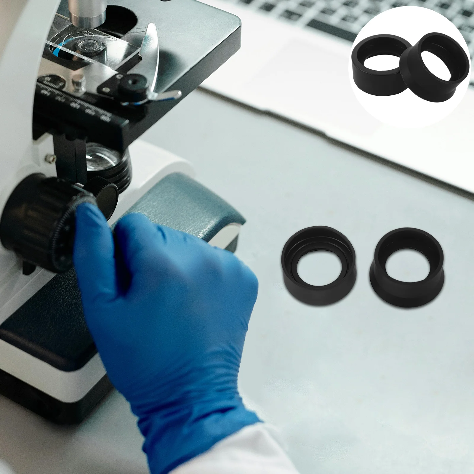 

2Pairs Microscope Eyepiece Sleeve Cap Rubber Eye Protectors Cover Replacement for Telescope Eyepiece Optical Accessories