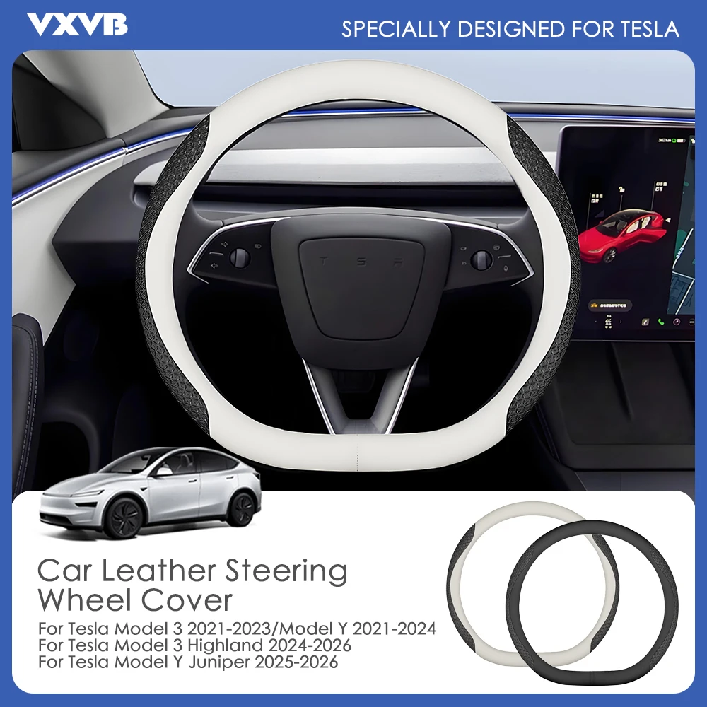 

Чехол на руль из кожи для Tesla Model 3/Y, Model 3 Highland, Model Y Juniper 2025-2026, 36 см, противоскользящий, аксессуары