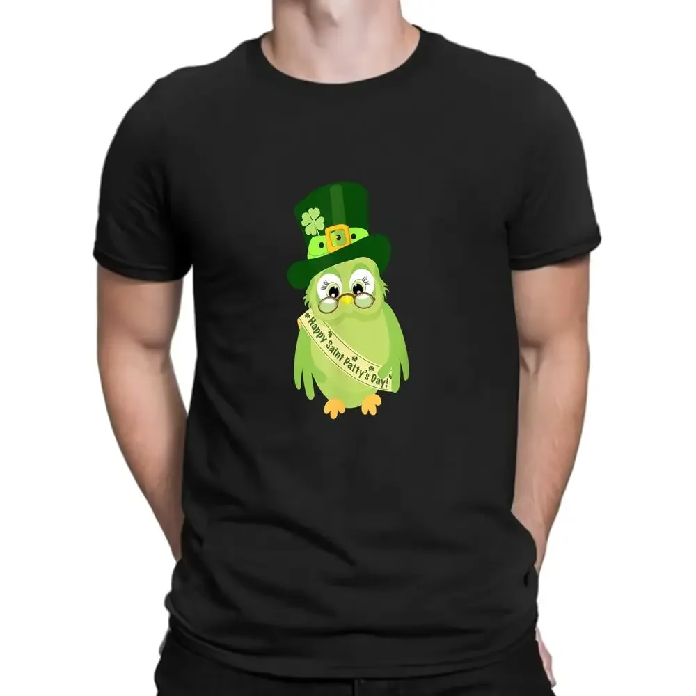 Happy St. Pat Day Owl Birds T-Shirt St Patricks Day T-Shirt High Quality 100%Cotton Short Sleeve