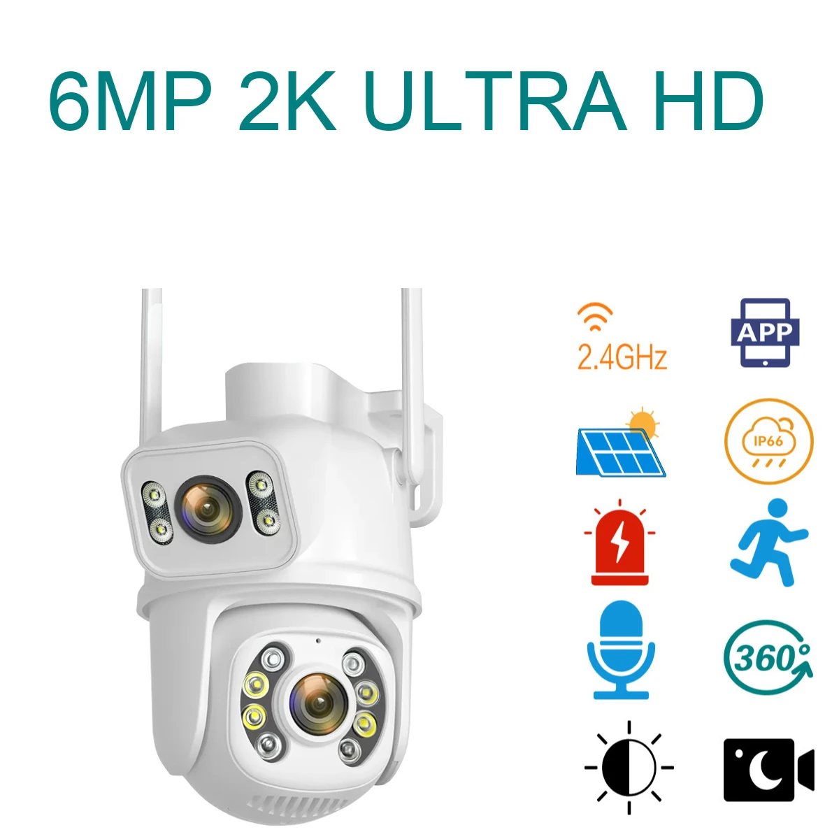 

Icsee 6MP 2K Dual-lens Gun Ball Linkage Outdoor Waterproof WiFi Security Surveillance Camera Infrared Night Vision