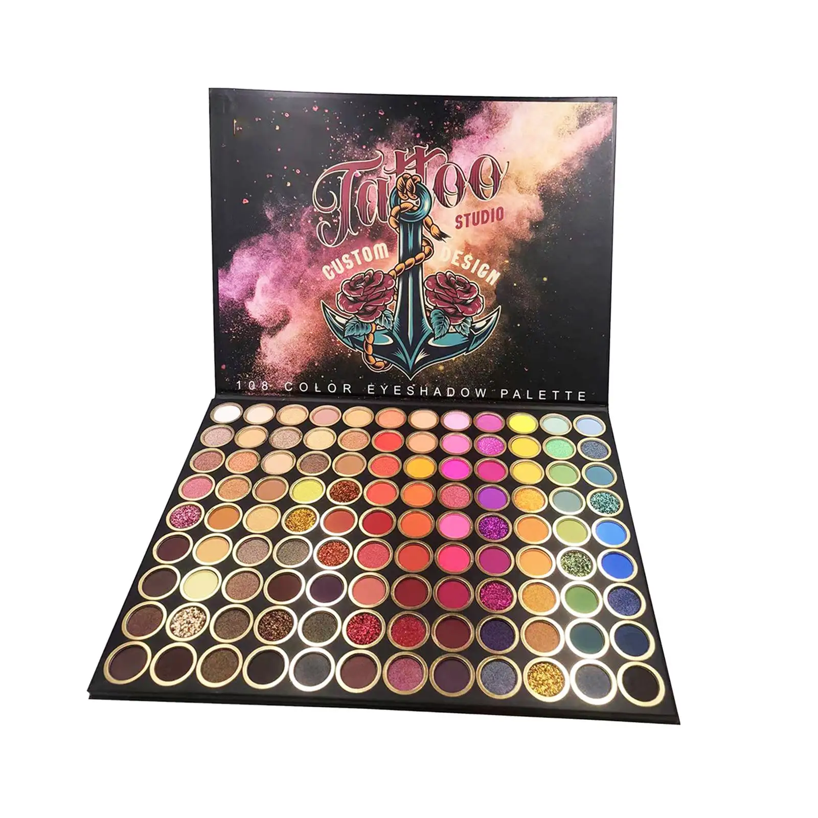 Paleta de sombras de ojos de 108 colores mezclables, brillo mate nacarado resistente al agua para puesta en escena de fiesta