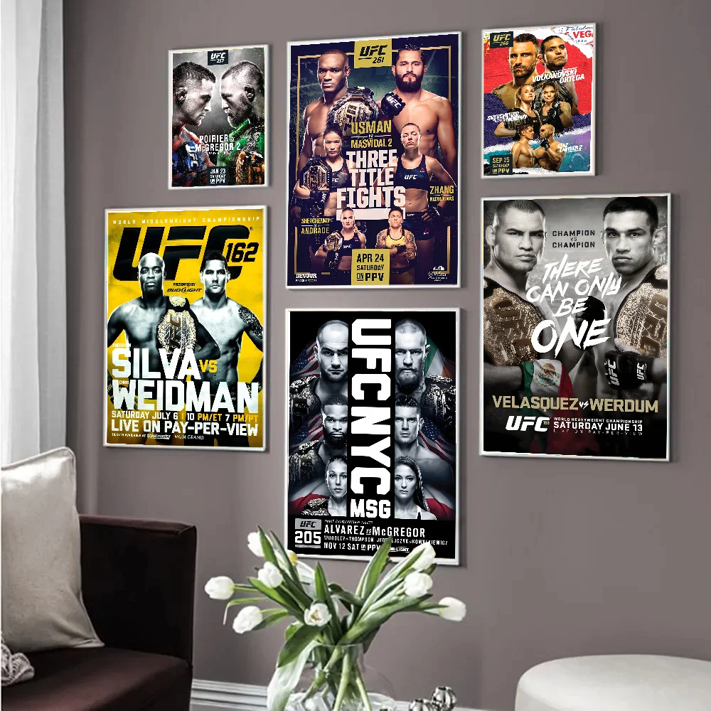 U-Ultimate Fighting Championship UFC Self-adhesive Art Poster Waterproof Paper Sticker Coffee House Bar Posters Wall Stickers