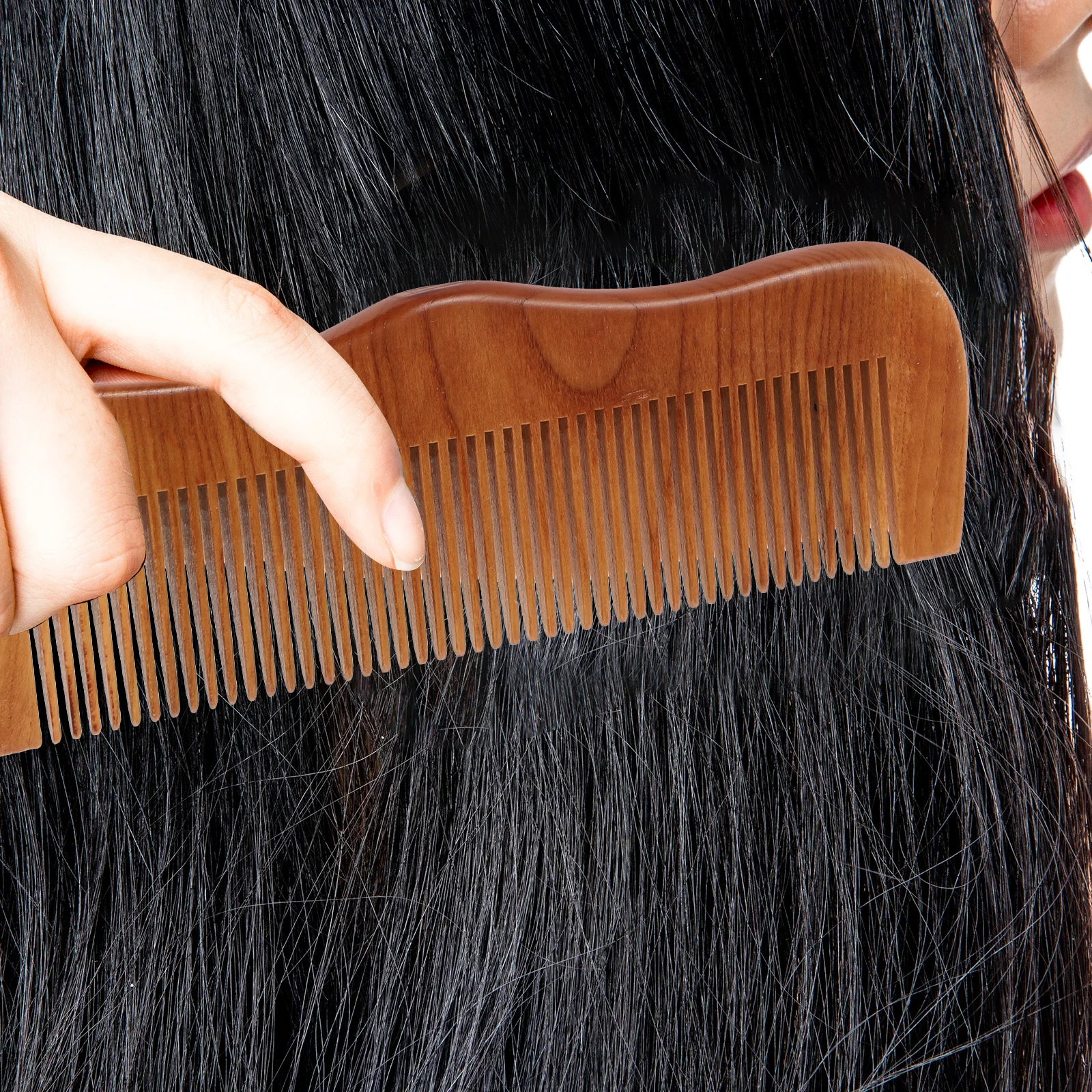 

3 шт. деревянная расческа для волос, массажная расческа из персикового дерева, натуральный, не царапающий дизайн, стимулирует кровообращение, отлично подходит для ежедневного ухода и ухода