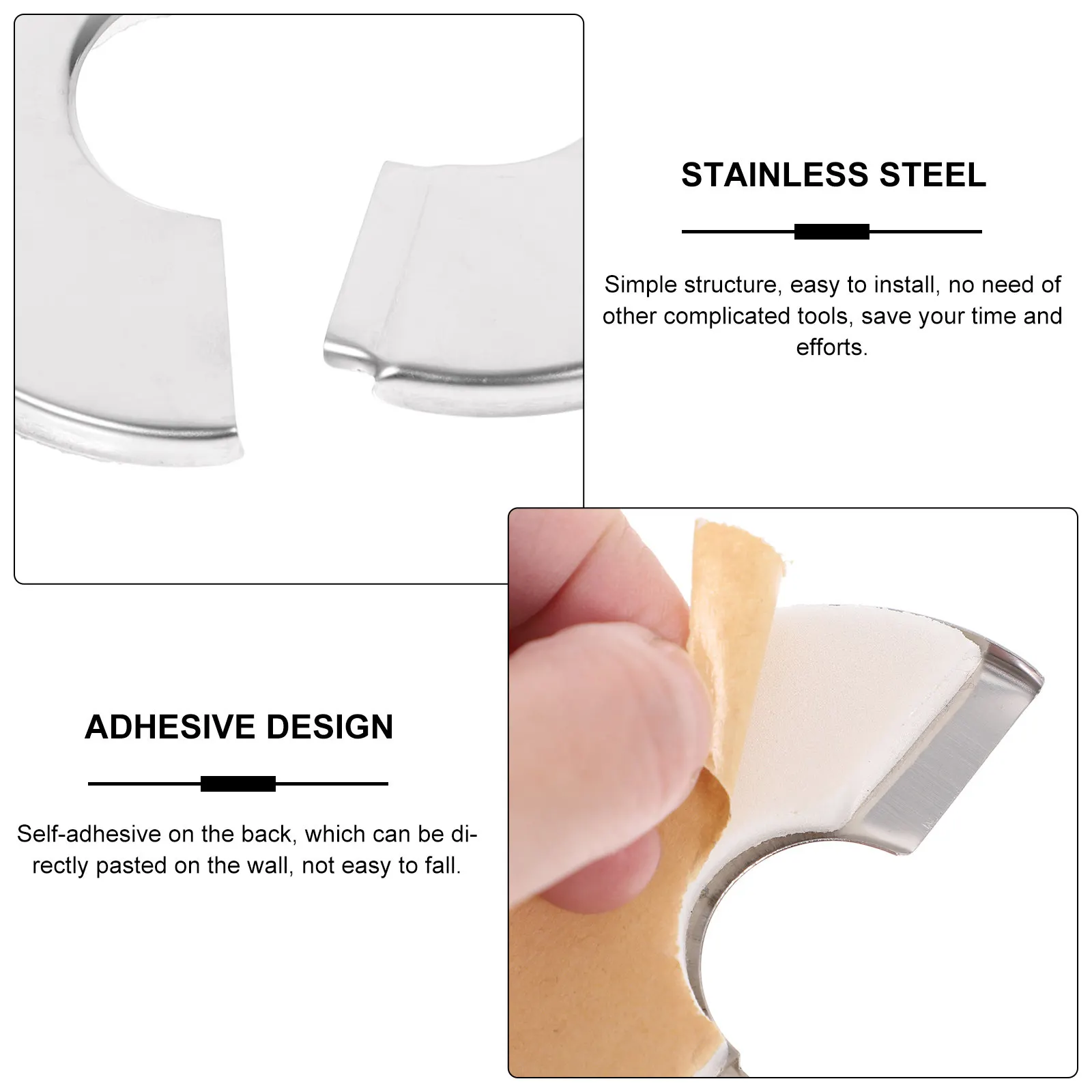 Stainless Steel Pipe Escutcheon Plates 4 Pack Round Self Adhesive Wall Hole Covers Easy Installation