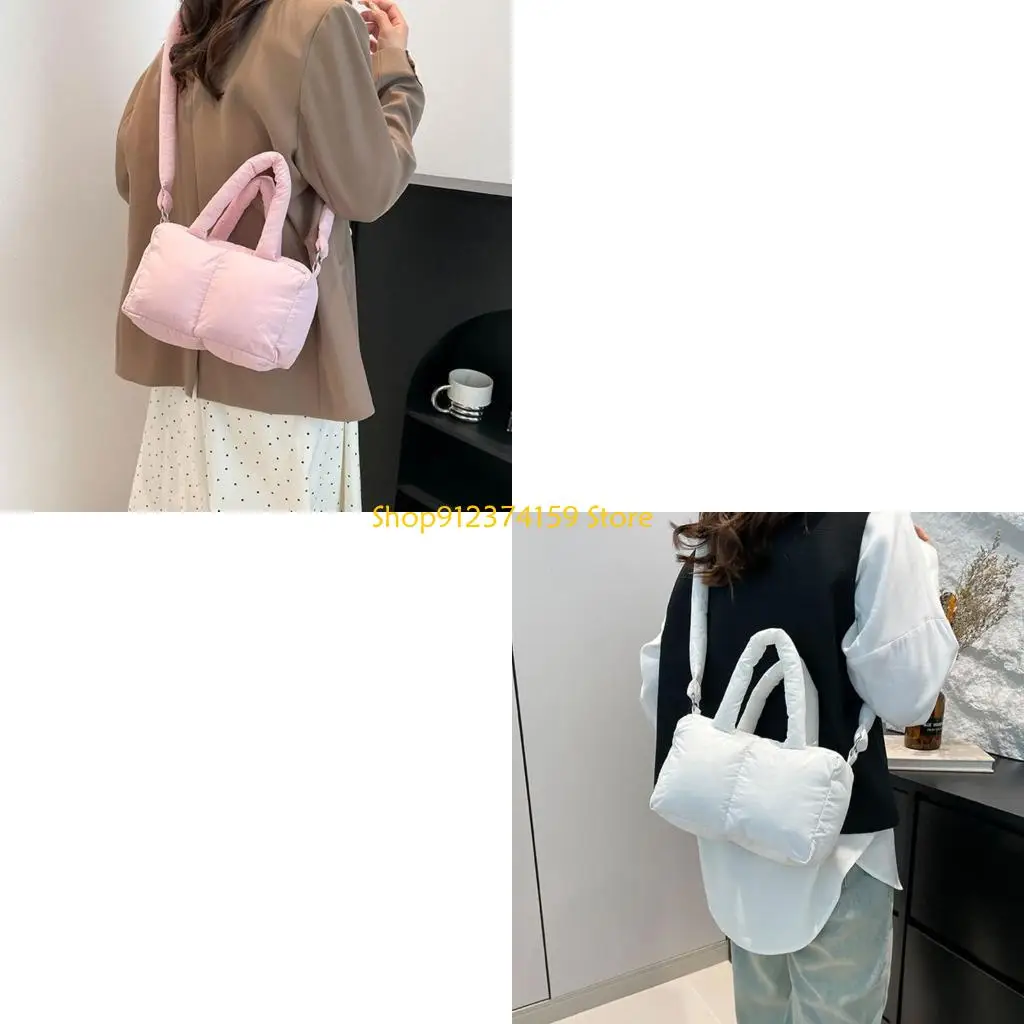

G5AE Women Crossbody Bag Puffer Shoulder Bag Quilted Handbag Stylish Purse for Daily