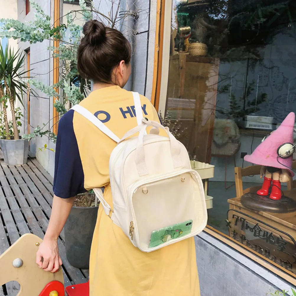 

PVC Candy Color Backpack Large Capacity School Bag Adjustable Strap Zipper Safety Satchel Travel Book Bag for Girls Women Kids