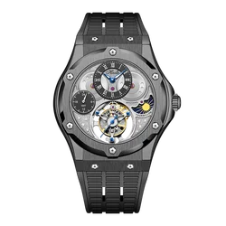 Haofa Moon GMT Flying Tourbillon Watch for Men Manual Mechanical Mens Sapphire Waterproof Wristwatches Luxury Day And Night 1919