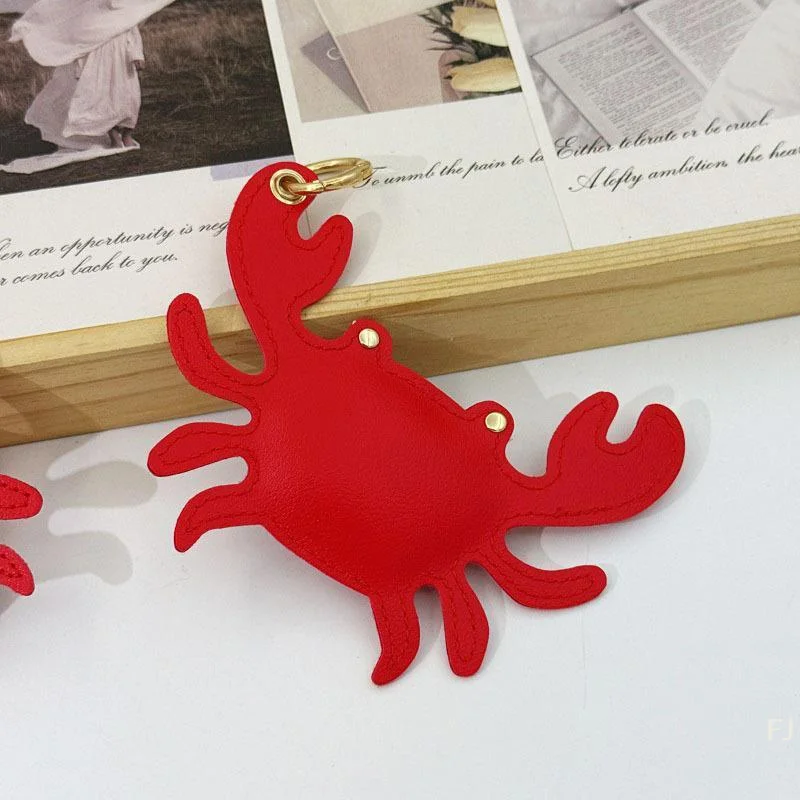 [YU]PU Leather Summer Beach Style Keychain, Sea Animal Bag Charm, Cute Crab-Car/Bag/Room Accessory Hanger