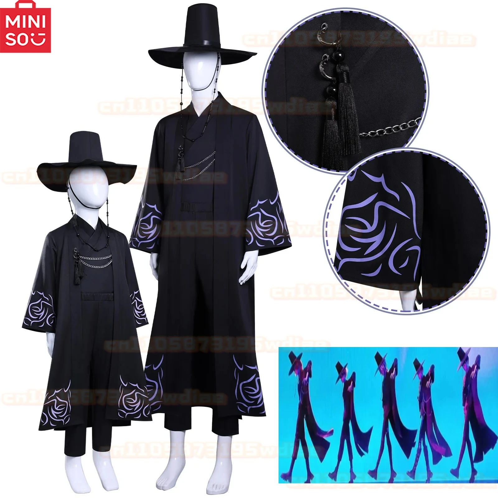 

Kids Jinu Saja Boy Anime Cosplay Costume Kpop Demon Hunter Group Singing Korea Style Man Suit Hat Halloween Carnival Party Props