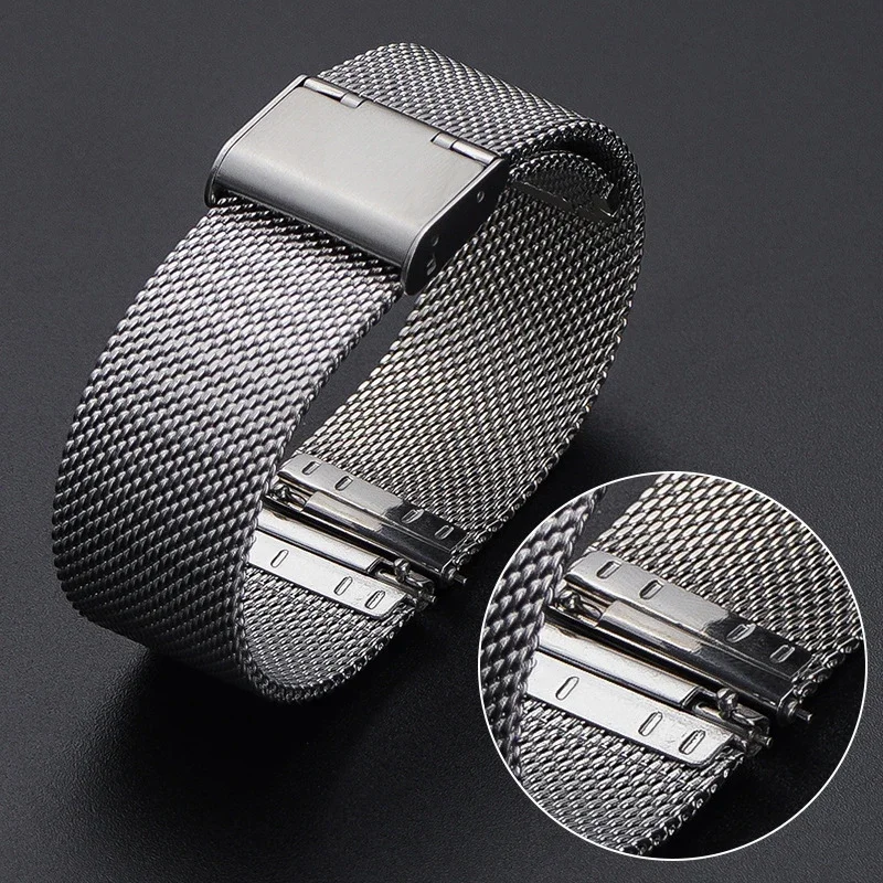 

Milanese Loop Strap Stainless Steel Bracelet Watch Band 18mm 20mm 22mm Smart Watch Replacement Wristband 1.0mm 0.6mm 0.4mm Mesh