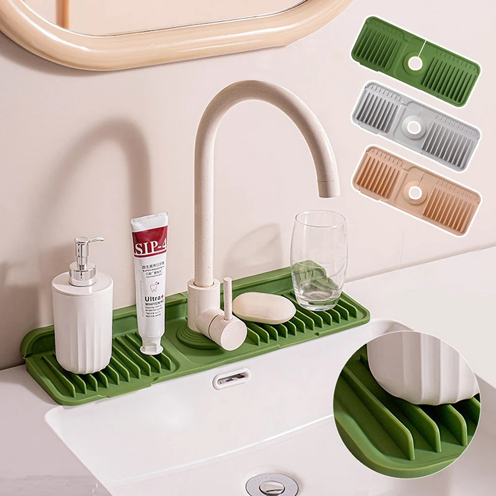 

Foldable Drain Pad For Sink Silicone Heat-Resistant Easy To Clean Quick Dry Mat Silicone Faucet Draining Mat Kitchen Accessories